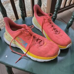 HOKA MACH 4 Running Shoe Mens 13 Salmon Orange Lace Up Comfort Outdoor Walking